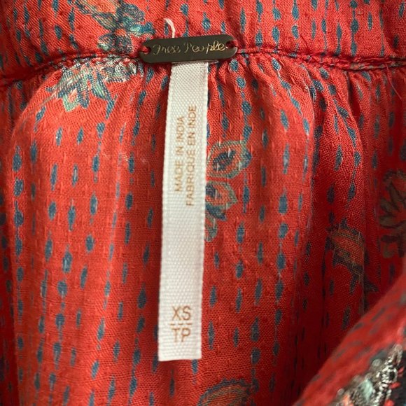 Free People – Embroidered Open Neck Blouse, XS - Good Condition - Picture 5 of 5